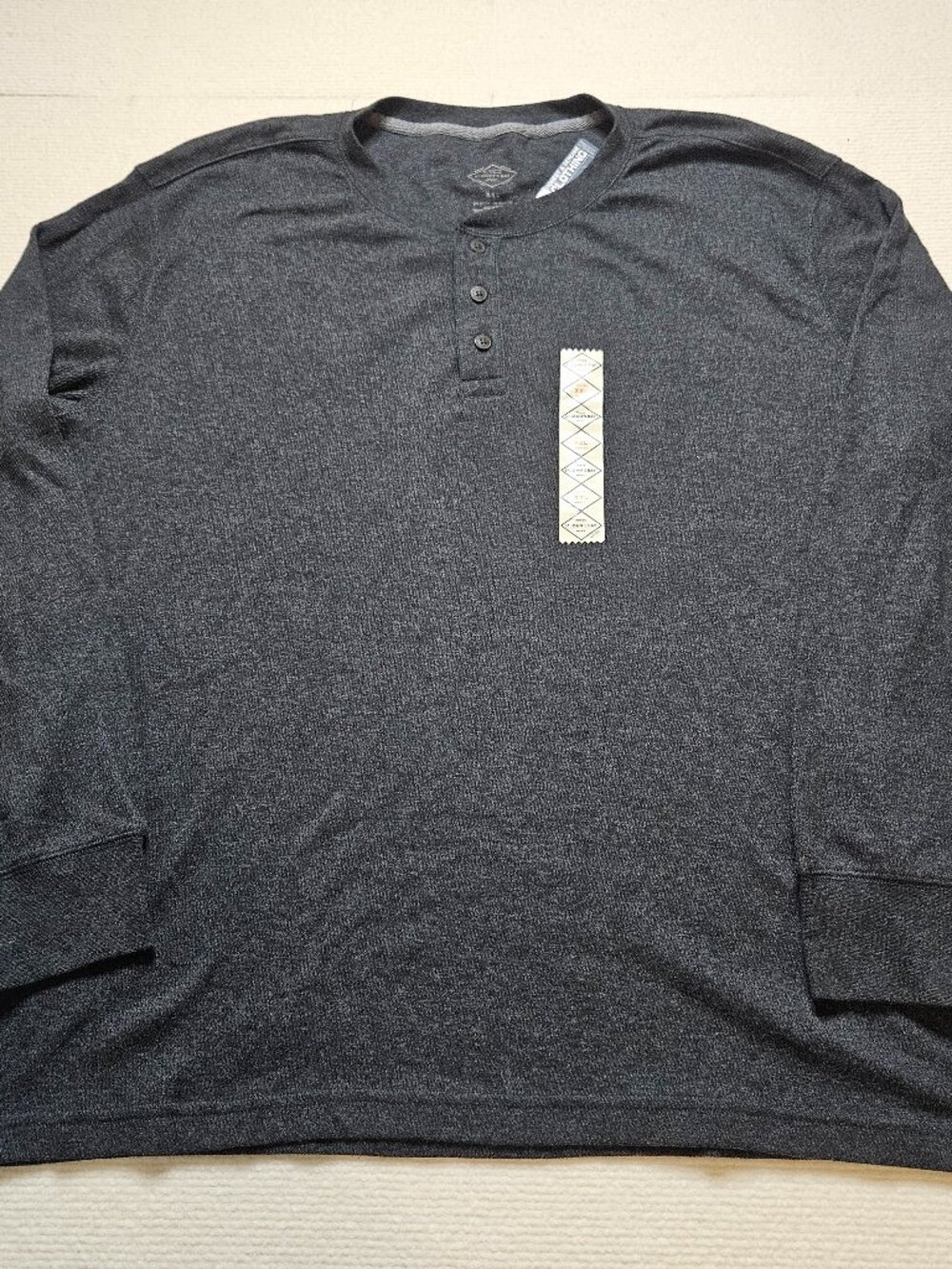 NWT St. John's Bay Mens Legacy Long-Sleeve Henley Shirt - Charcoal Gray - XXL